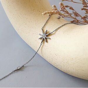 Sterling Silver Dainty Star Necklace, CZ Necklace,  North Star Crystal